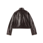 Women's Cropped Oversized Waxed Leather Jacket
